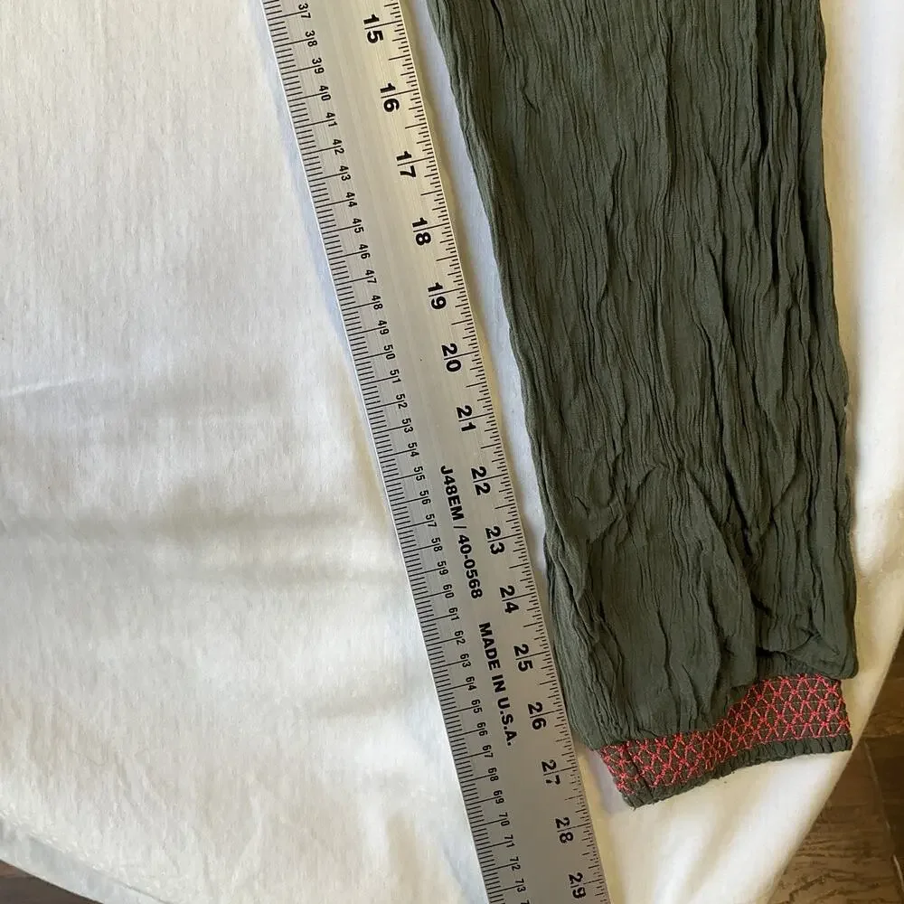 Justice Girls Pants 18/20 Green Embroidered Tassel 28